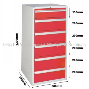 Euroslide Storage Cabinet 6 Drawer 1200mm